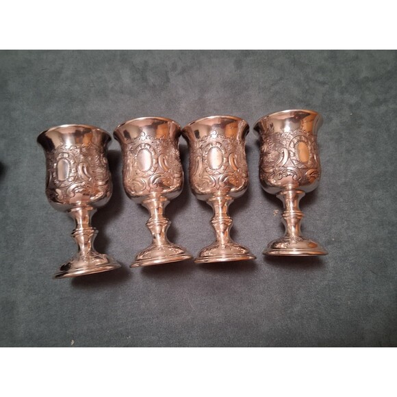 Vintage FB Rogers Silver Plate Goblet Set in Case - Picture 4 of 7